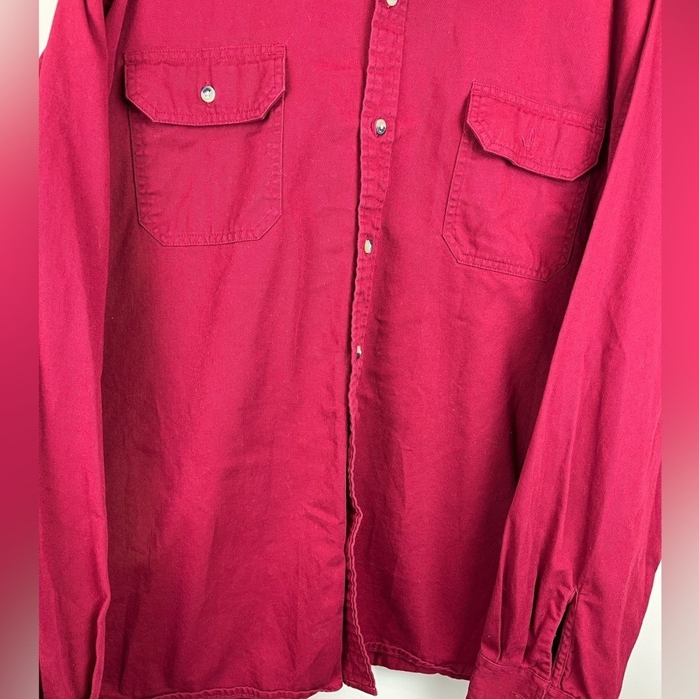 Wrangler Men's‎ 2XL Red Cotton Shirt Jacket Button Down Long Sleeve Work Wear - Picture 4 of 5